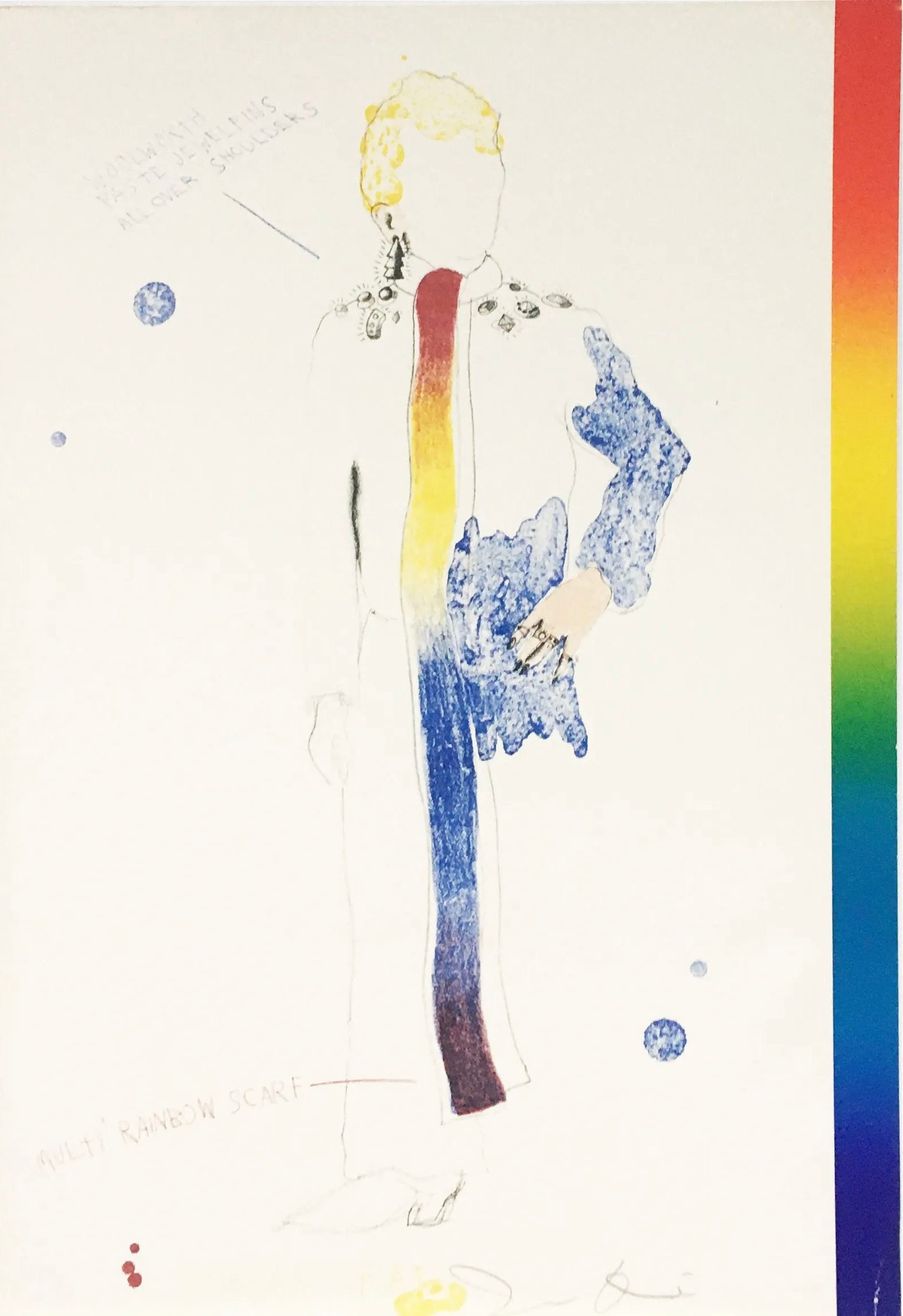 Dine, Jim | Dorian Gray in Multi Rainbow Scarf, 1968 — available on Composition Gallery