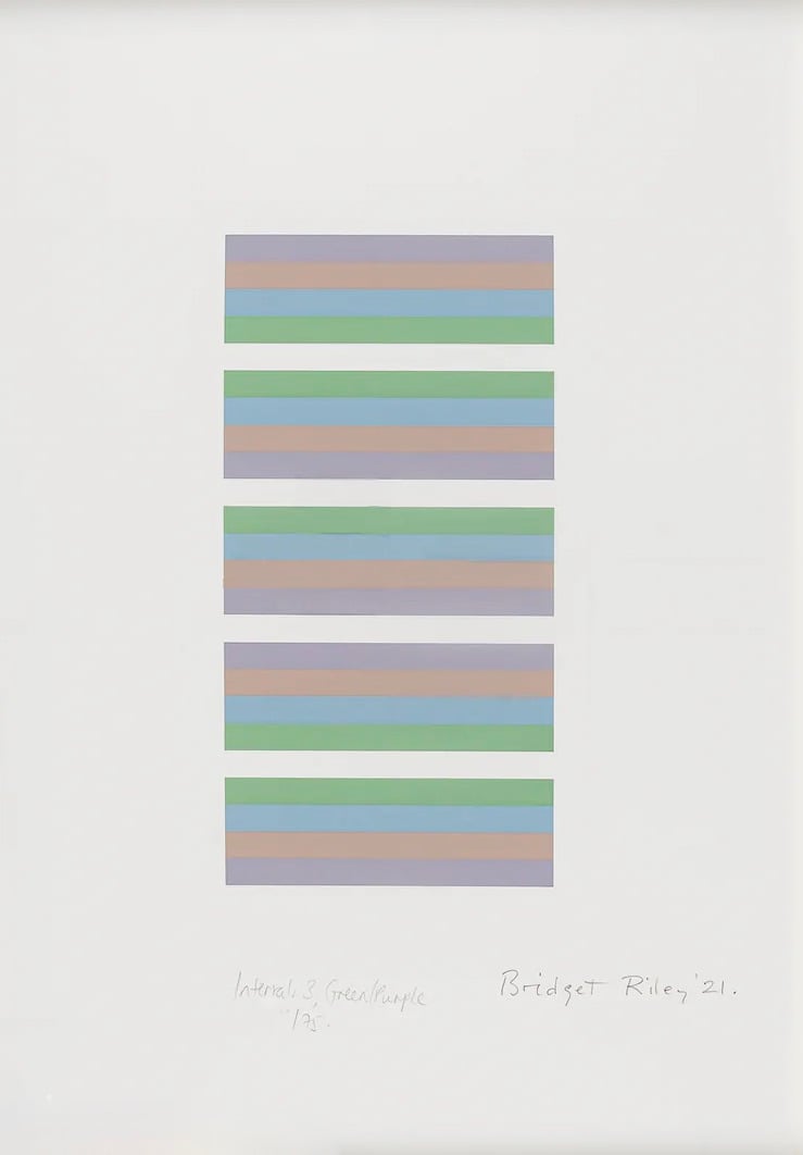 Riley, Bridget | Intervals 3 (Green/Purple), 2021 — available on Composition Gallery