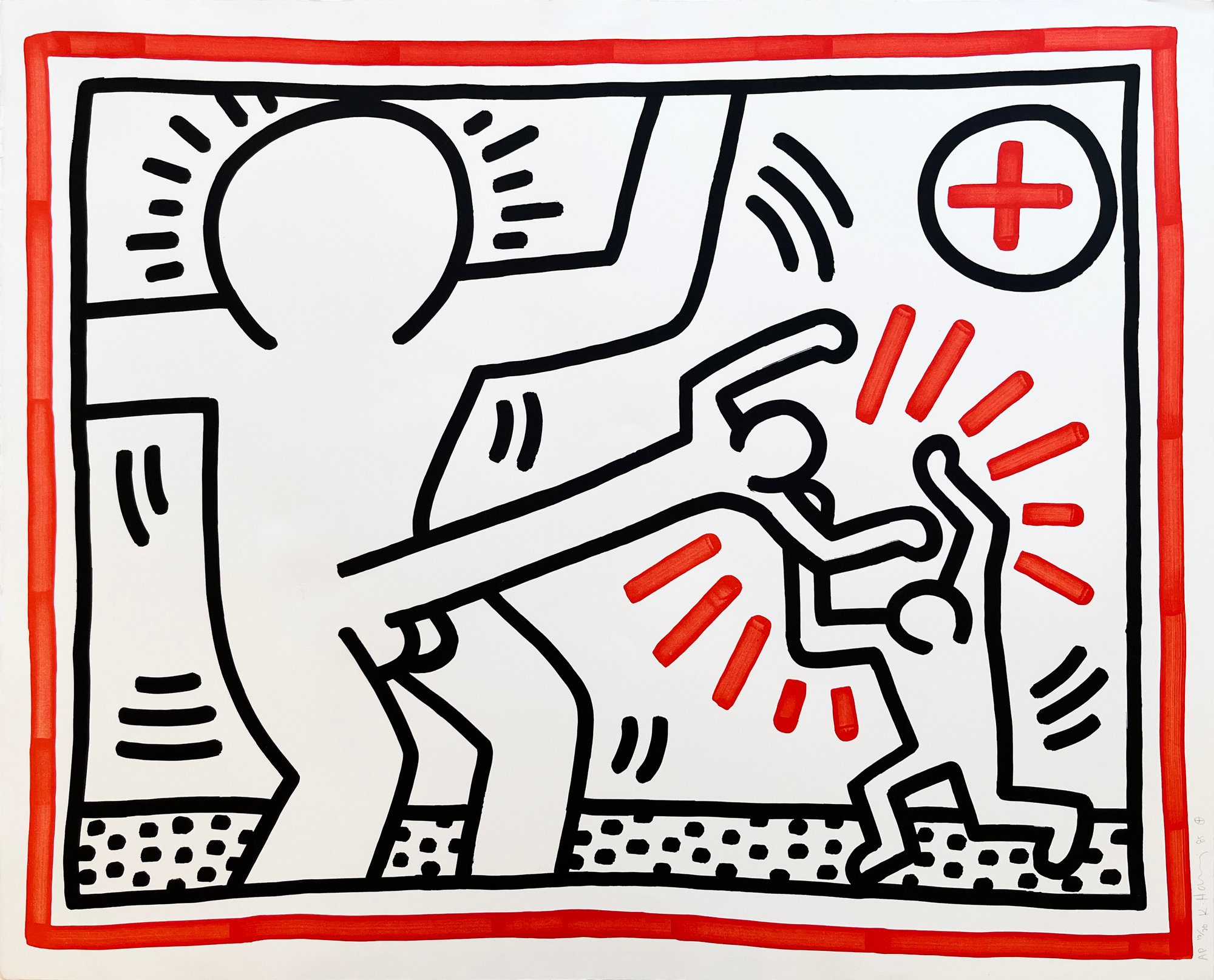 Haring, Keith | Three Lithographs: One Plate, 1985 — available on Composition Gallery
