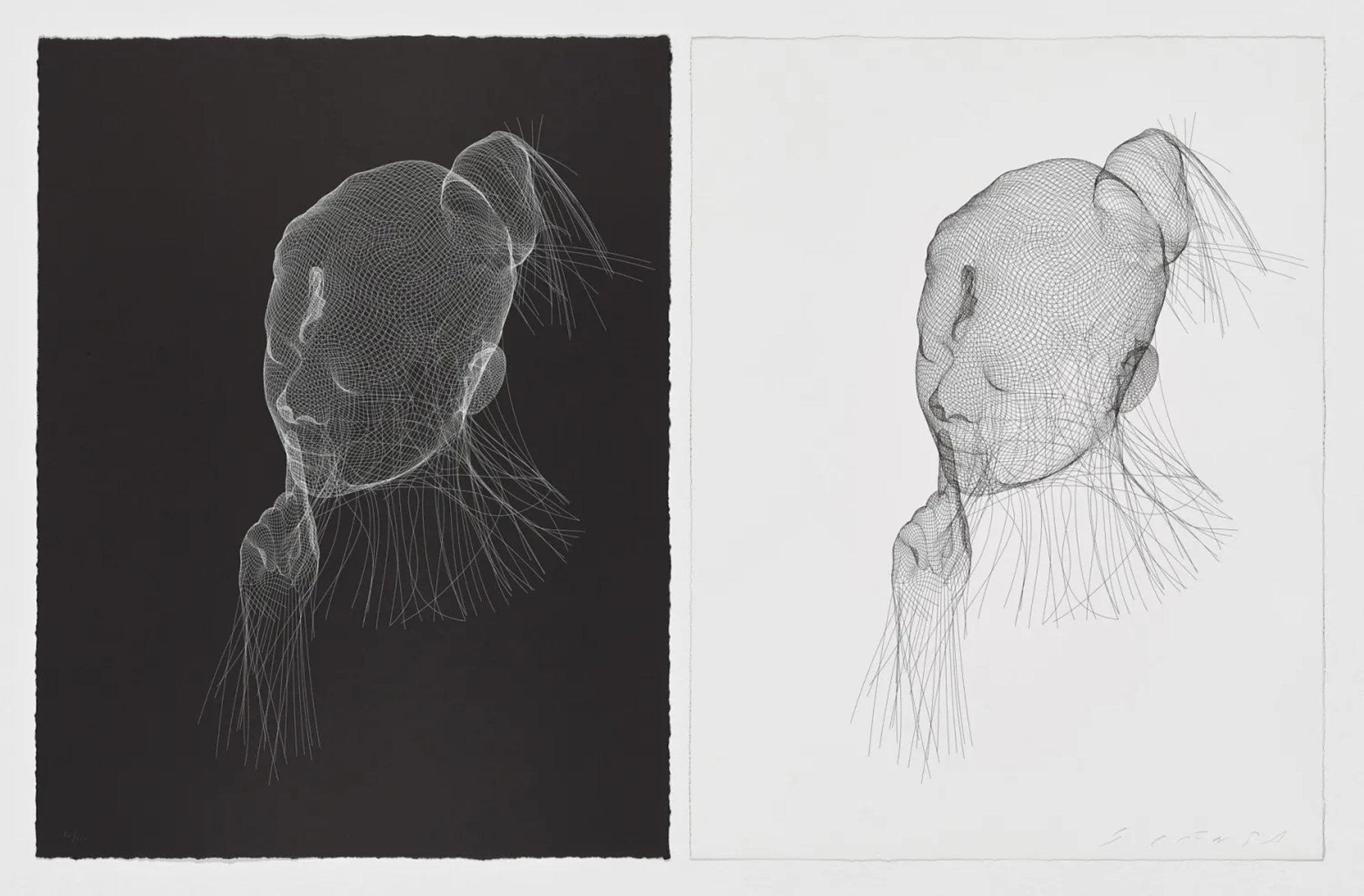 Plensa, Jaume | Wilsis in black and white, 2022 — available on Composition Gallery