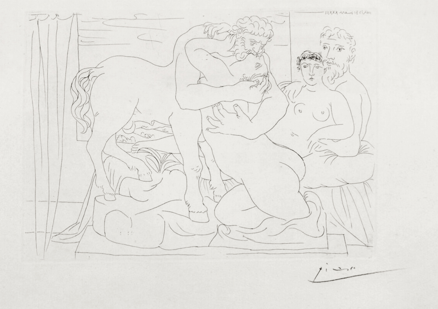 Picasso, Pablo | Sculptor Reclining Before Centaur and Woman, 1933 — available on Composition Gallery