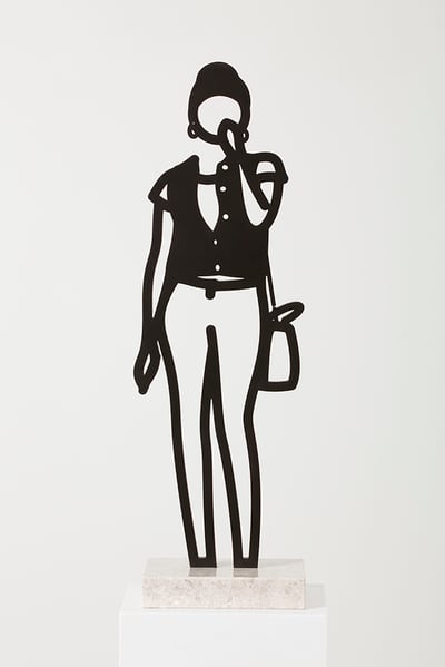Julian Opie – Denim Waistcoat: Boston Statuette, 2020 – Bronze