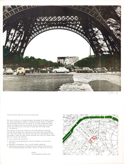 Javacheff Christo – Project Ecole Militaire, Paris, 1961 – Lithographie