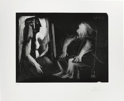 Pablo Picasso – Scène d'intérieur: l'atelier (Bloch 1128; Baer 1125.II.B.b.1), 1963 – Aquatinte