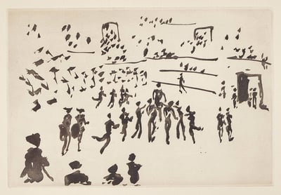 Pablo Picasso – El torero sale en hombros de los aficionados, 1959 – Aquatinte