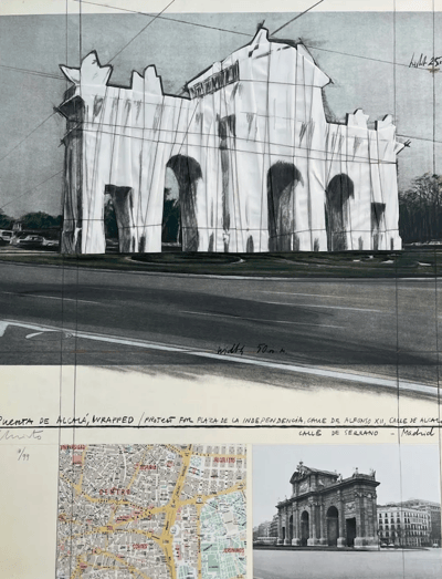 Javacheff Christo – Puerta de Alcalá, envuelta /proyecto para Madrid, 1981 – Lithographie