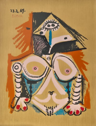 Pablo Picasso – One plate, from Les Portraits Imaginaires (3), 1969 – Lithographie