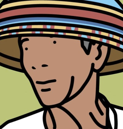 Julian Opie – Komang, beach vendor, 2002 – Técnica mixta