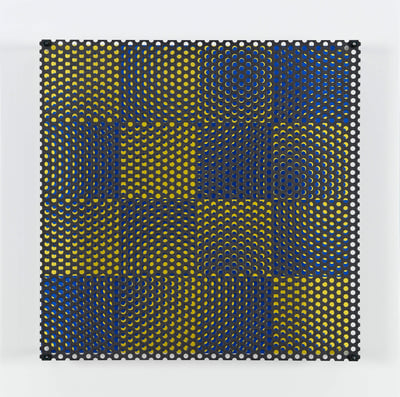 vibration 16 carres bleu et jaune