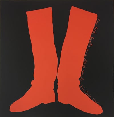 Two Red Boots on a Black Ground