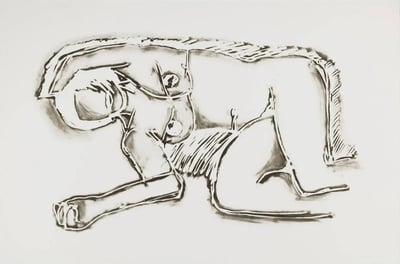 Monica Lying on Her Side with Scribble