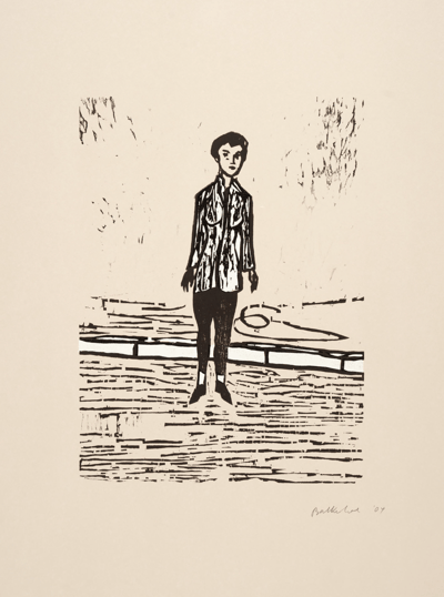 Woman in white jacket
