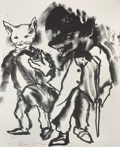Untitled from Pinocchio Suite (wolf and a cat)