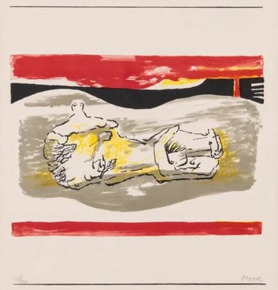 Reclining Figure with Red Stripes