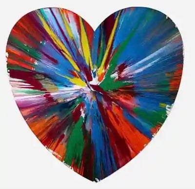 Heart Spin Painting (Blue, red, yellow)