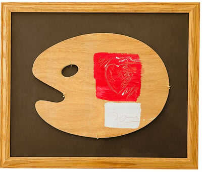 Untitled - Artist Palette with Heart in Red