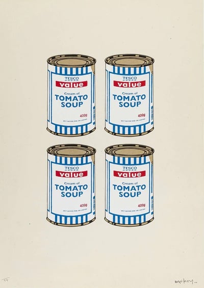 Four Soup Cans - Gold on Cream