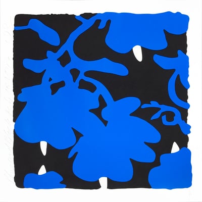 Lantern Flowers - Blue/Black Background