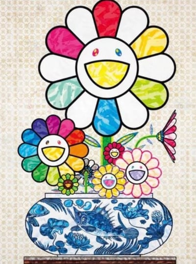 Murakami Flowers in a Qinghua Vase
