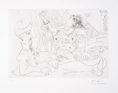 Reclining Man In Turban And Belly Dancer