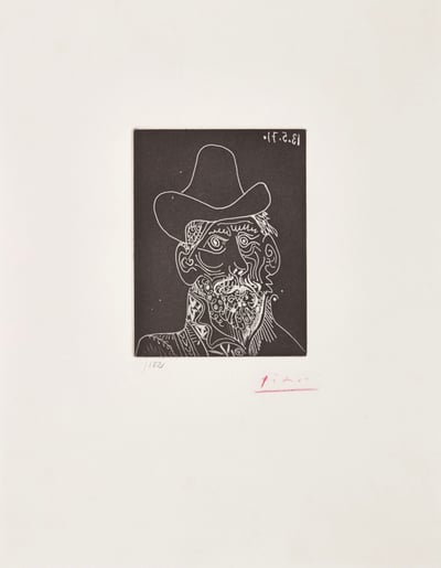 Pablo Picasso – Buste d'homme barbu au chapeau, 1971 – Aquatint