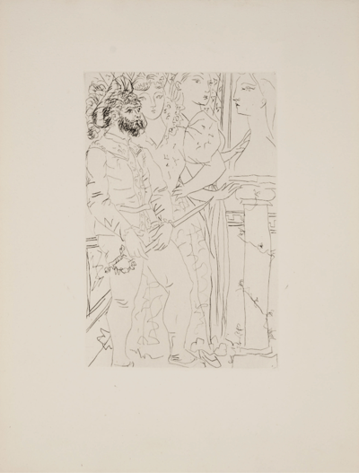 Pablo Picasso – Aux trois acteurs (Suite Vollard 77), 1933 – Drypoint