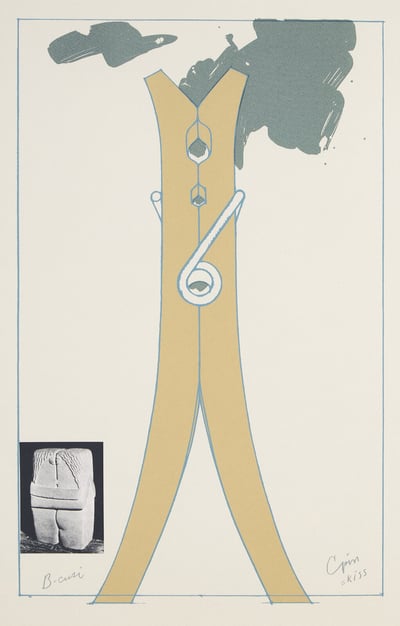 Proposal for a Colossal Structure in the Form of a Clothespin-Compared to Brancusi's Kiss