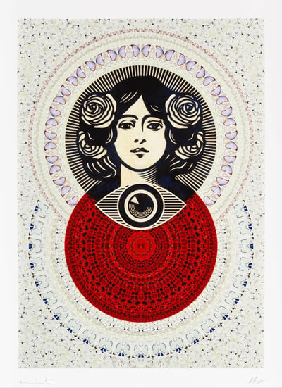 Third Eye Butterfly Mandala (Cream) (Small)