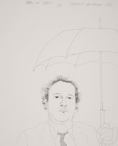 David Hockney – The Restaurateur - Peter At Odins, 1974 – Radierung und Aquatinta