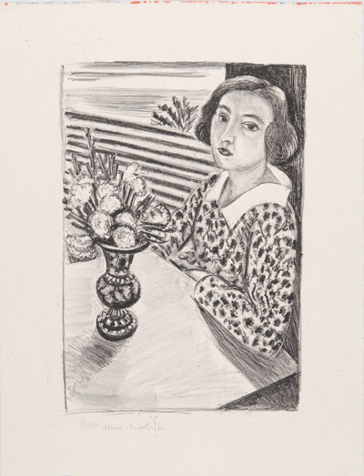 Young Woman Sitting with Bouquet of Flower