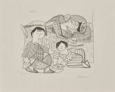 Pablo Picasso – Mere et Enfants, 1961 – Etching and Aquatint