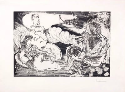 Pablo Picasso – Le Joueur de Diaule, 1966 – Etching and Aquatint