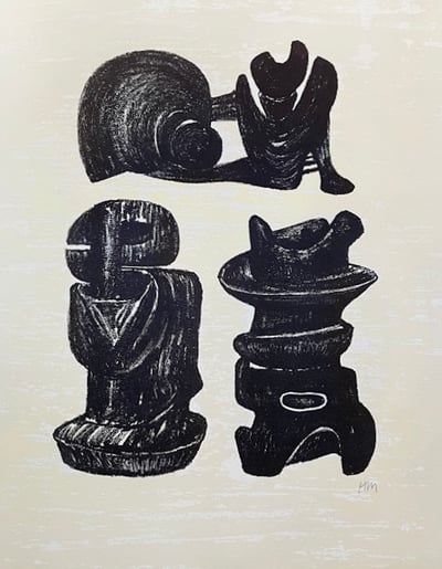 Henry Moore – La Poesie: Three Sculptural Forms (C. 320), 1973-1975 – Lithograph