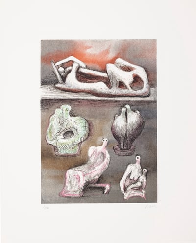 Henry Moore – Five Ideas for Sculpture (C. 610), 1981 – Lithograph