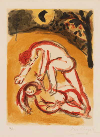 Marc Chagall – Caïn et Abel (from Dessins pour la Bible), 1960 – Lithograph