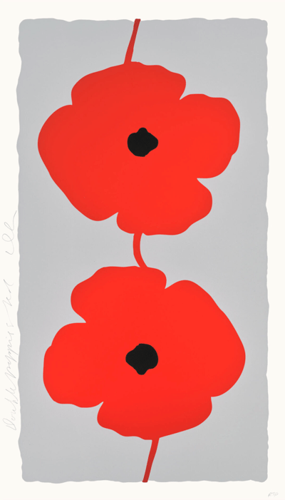 Donald Sultan – Double Poppies Red, 2025 – Mixed média