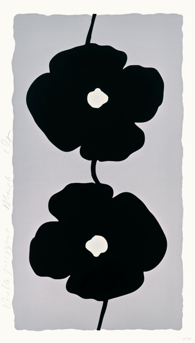 Donald Sultan – Double Poppies Black, 2025 – Mixed média
