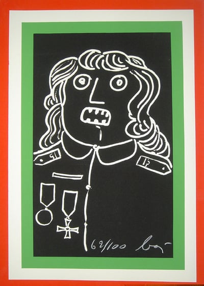 Manifesto per la mostra Enrico Baj, Palazzo dei Diamanti, Ferrara