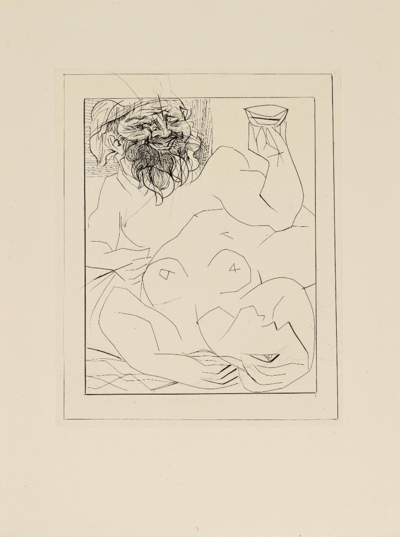 Bacchus et femme nue étendue
