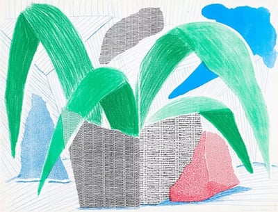 Green Grey & Blue Plant, July (Diptych)