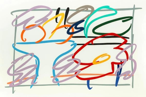 Fast sketch of Still life with abstract painting
