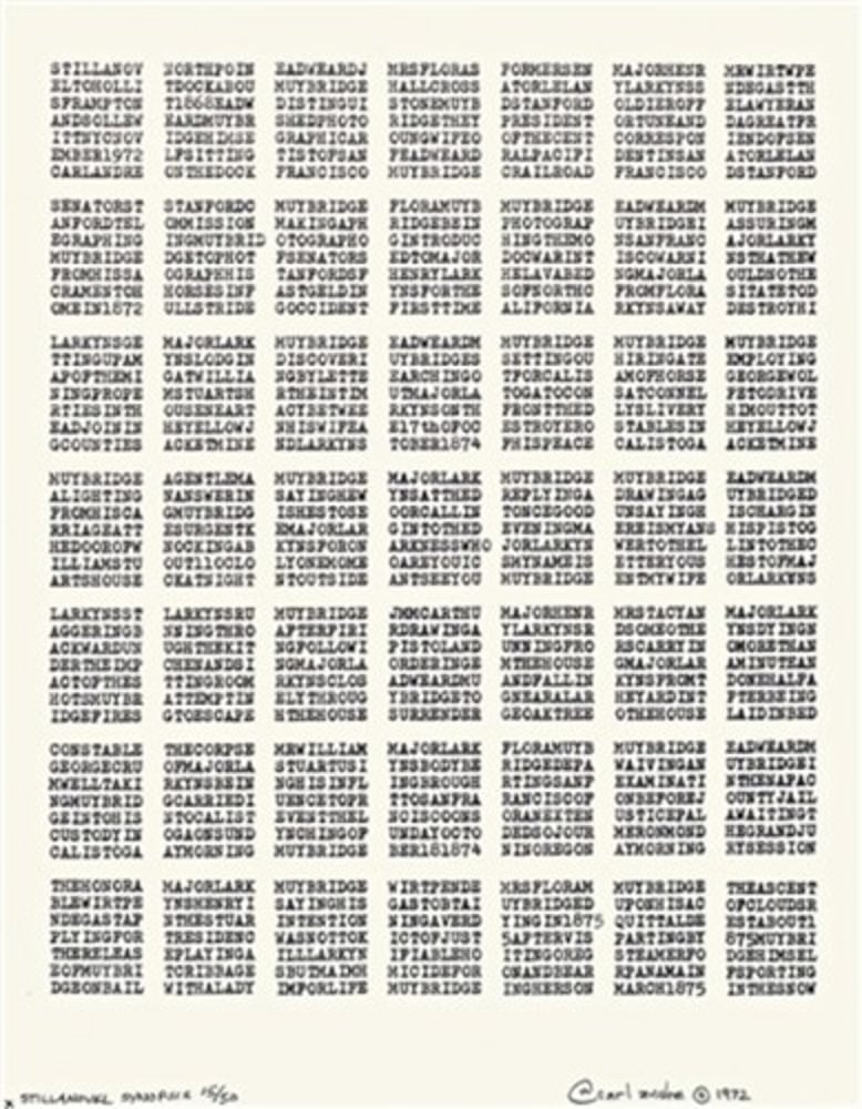 Carl Andre – Still Novel Synopsis, 1972 – Inkjet print