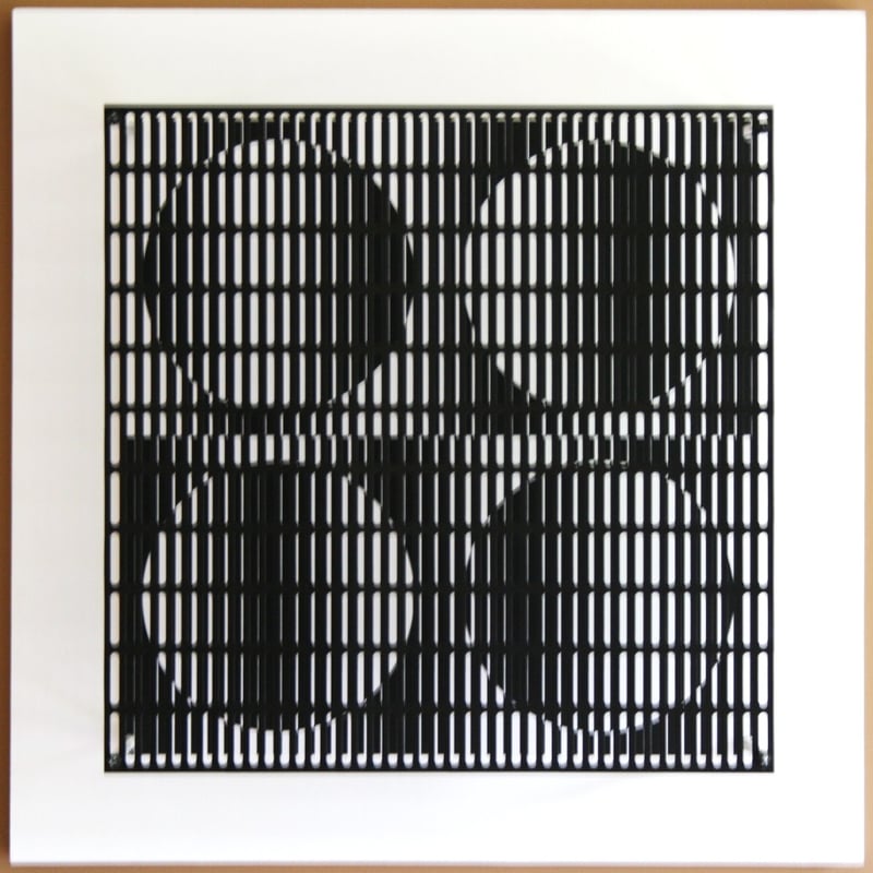 Antonio Asis – vibration 4 cercles noir et blanc, 2010 – Mixed média