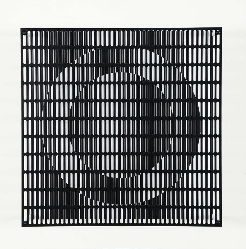 Antonio Asis – vibration cercles noir et blanc, 2010 – wood, steel and serigraph