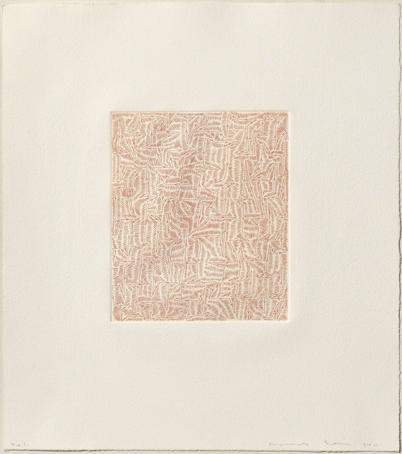 James Siena – Camí de fletxes entre línies paral.leles, 2011 – Aguafuerte