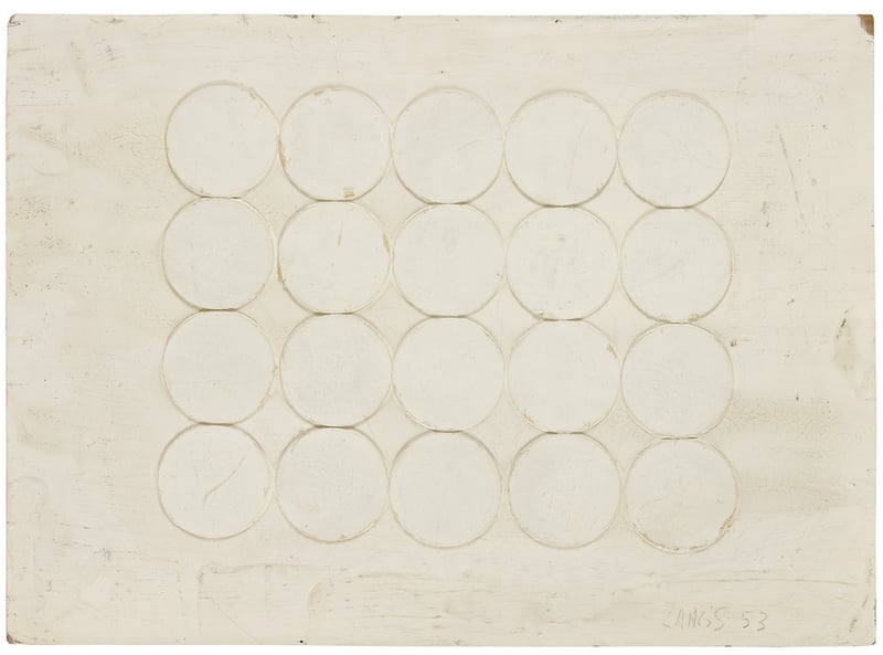 Herbert Zangs – Collage Bierdeckel auf Karton, 1953 – Collage