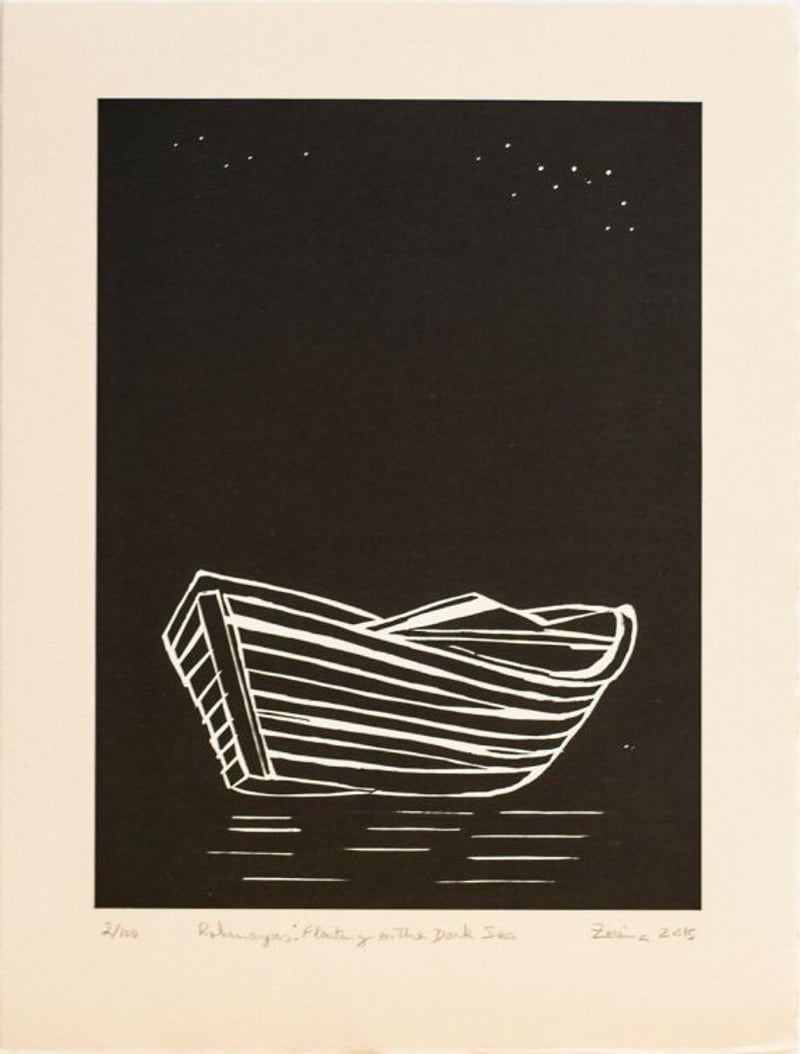Zarina Hashmi – Rohingyas: Floating On The Dark Sea, 2015 – Xylographie