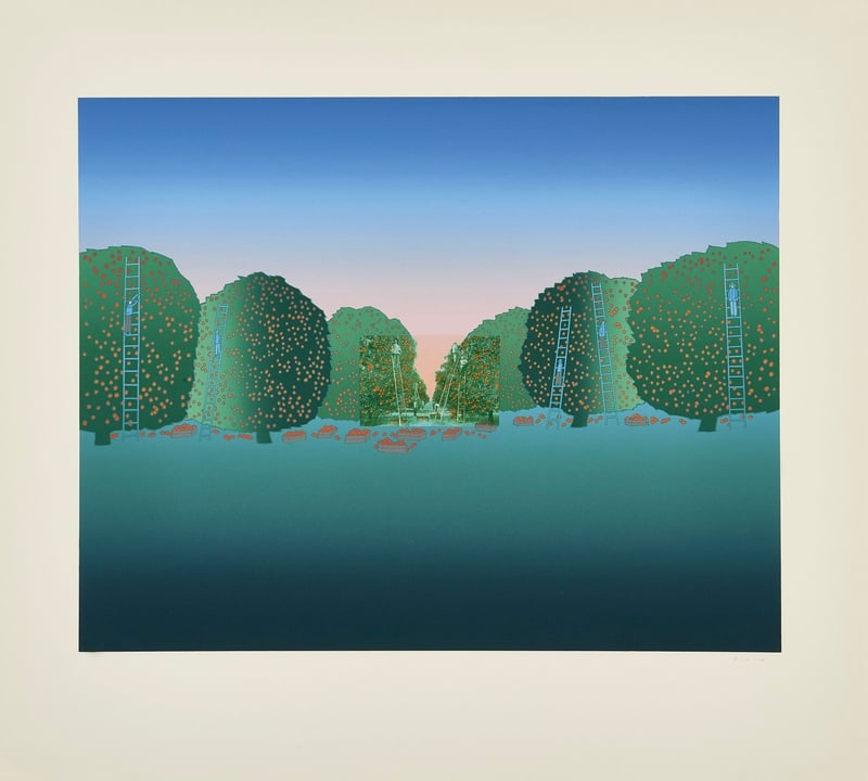 Jean-Michel Folon – Je vous ecris de Florida, 1986 – Zeefdruk Jean-Michel Folon – Je vous ecris de Florida, 1986 – Zeefdruk