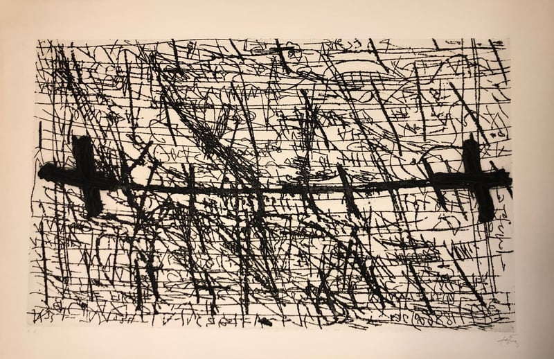 Antoni Tapies – Graphismes et deux croix, 1972 – Ets