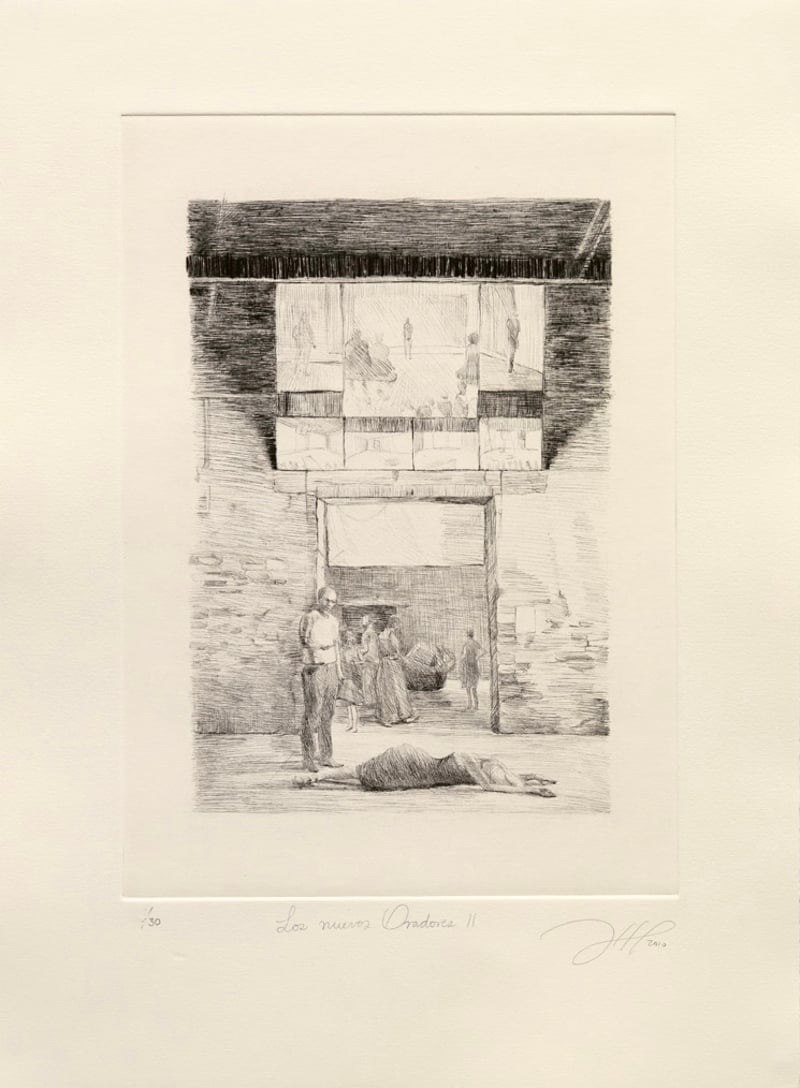 Sandra Gamarra – Los nuevos Oradores II, 2010 – Drypoint